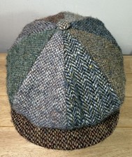 Failsworth Hat Harris Tweed 100% Wool Newsboy Cap - Multi-Coloured UK M 7 - 57