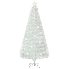 COSTWAY 6 FT Artificial Fiber Optic Christmas Tree White Pre-lit Xmas Tree