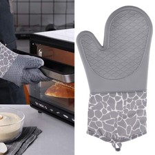 1 Pair Silicone Oven Gloves aterproof Heat Resistant Non-Slip Mitts Cooking BBQ