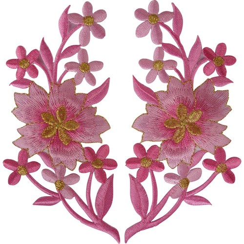 Pair flower patches iron - of,