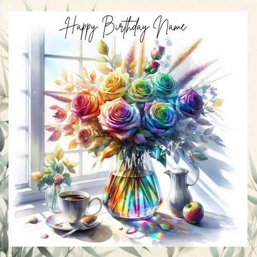 Personalised rainbow roses - rainbow,