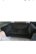 Chesterfield Black Velvet Sofa By NEXT