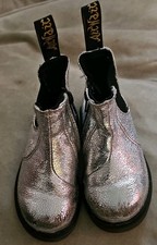 Dr Martens Boots Silver Metallic Ankle Chelsea Zip 2976T UK 7 EU 24 Kids SEE SAS