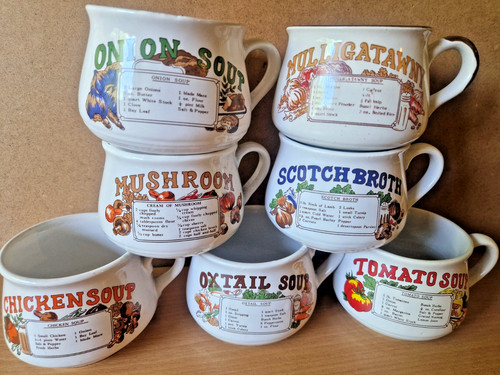 Vintage retro soup recipe - vintage, mug