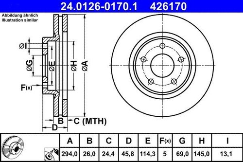 Brake disc ate 0126 - disc, 24.0126-0170.1
