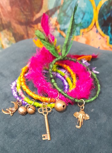 Upcycled sari wrapped bangle - upcycled,