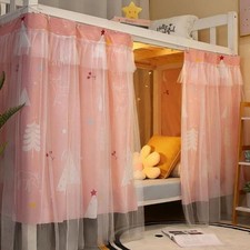 ITODA Cabin Bunk Bed Curtain Stylish Canopy Tent Dustproof 2PCS, Pink 