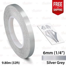 SILVER GREY 6mm 1/4" Roll PIN STRIPE Car Striping Line TAPE Decal Vinyl Sticker