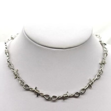 Unisex Gothic Brambles Barbed Wire Silver Stainless Steel Necklace Bracelet New