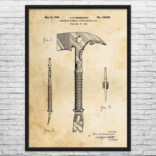 Firemans axe patent wall - axe,