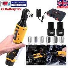 Electric Cordless Right Ratchet 3/8'' 90 Angle Wrench Driver Tool Kit 2x Battery