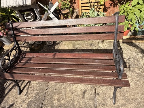 Cast iron wood garden bench - iron,