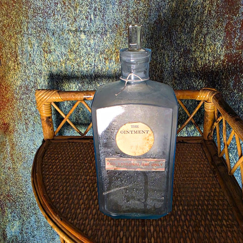 Antique blue glass chemist - glass,
