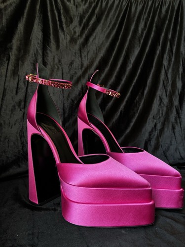 Versace pink satin platform - satin,