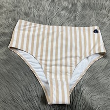 Hollister Womens Nude White Striped Cheeky Bikini Bottoms Size L