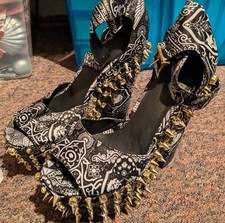 Size 4 Rocker Punk Chick Diamond Studed Shoes Rare! Never Worn With Bag! bespoke