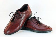 New Ecco Ladies Flat Casual Shoes Leather Lacing Size UK5-EU38-Burgundy/Brown