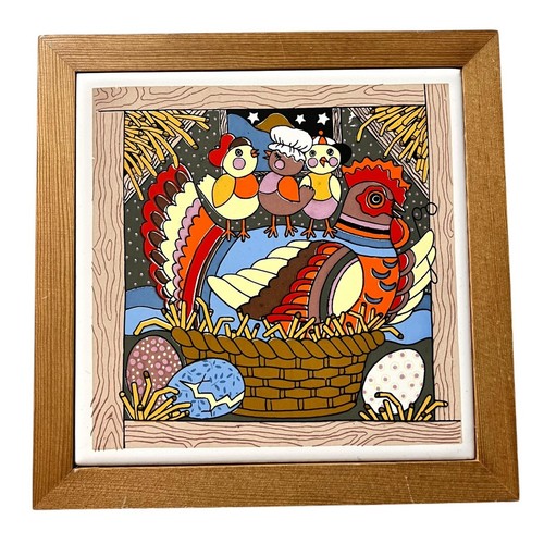 Vtg folk art - hen, &