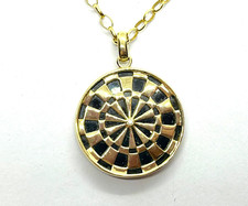 Gold on Sterling Silver Target Design Pendant Necklace 20”