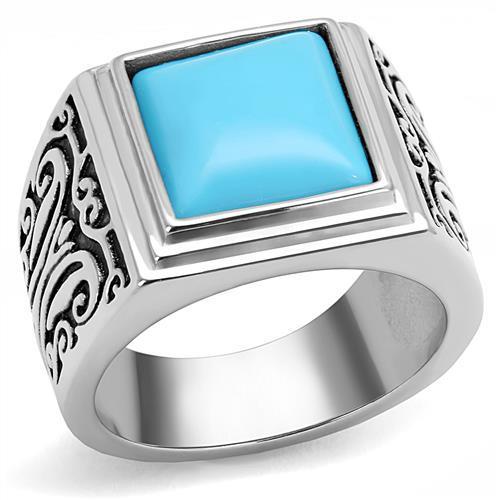 Mens turquoise ring - , signet