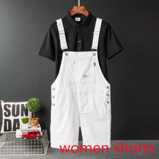 Summer Vintage Women Bib Pants Shorts Overalls Dungarees Suspenders Short Pants