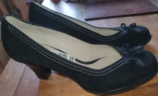 Women's Vintage Style 1940s-50s Shoes Size 7 41 Black with White Stitching