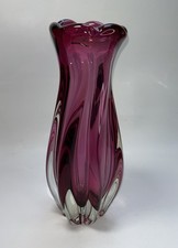 Czech Chribska Art Glass Cranberry Red Glass 25cm Tall Vase