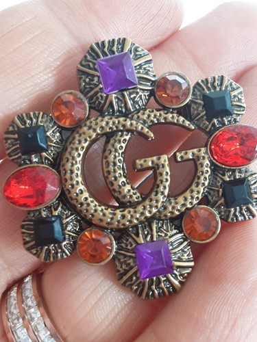 Vtg cucci brooch pin bronze - vtg,