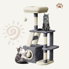 107cm Cat Tree Tower Scratching Post Multilevel Climbing Tower for Indoor House