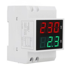 AC DIN Rail Meter Single Phase Dual LED Voltmeter Ammeter Voltage Current