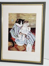 WONDERFUL SUSAN HERBERT CATS FRAMED PRINT THE BATH