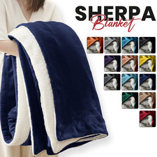 480 GSM Heavy Sherpa Fleece Blanket Soft Warm Bed Sofa Throw Weighted Blanket UK