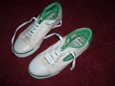 Green flash Dunlop trainers/plimsolls pumps very rare vintage white