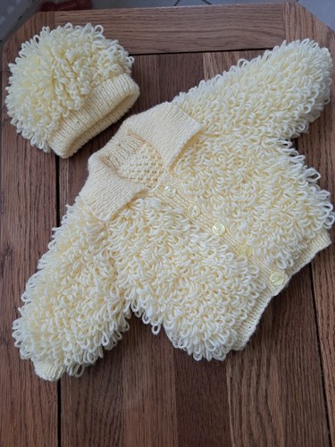 Hand knitted baby loopy jacket - baby,