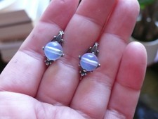 Vintage Blue Moonstone and Silver Earrings