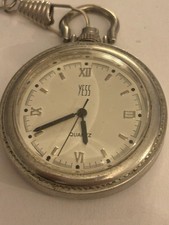 Yess round silver pocket watch
