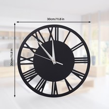Round Roman Numerals Skeleton Wall Clock Silent Non Ticking Clock Open Face
