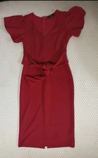Lipsy Red Bodycon Midi Dress Size UK 10 New Without Tag belted Occasion Outfit