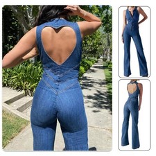 Women Backless Jumpsuit Denim