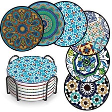 Drink Coasters Turkish Moroccan Design Round Coaster Tea Coffee Cup Mat Coasters