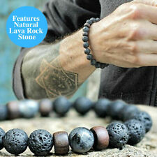 New Natural Lava Rock Stone Beaded Elastic Strand Yoga Healing Therapy Bracelet