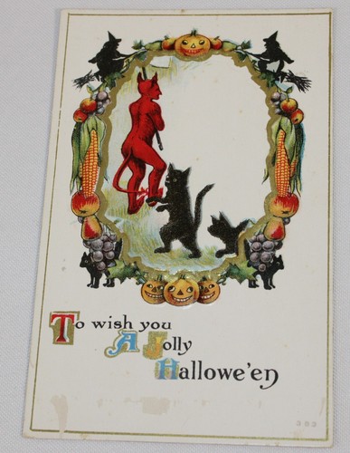 Antique halloween postcard - halloween,