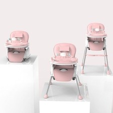 3-in-1 Baby High Chair with Adjustable Height, Removable Tray & Wheels