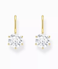 Thomas Sabo H2287-414-14 Gold-plated dangle earrings w. large white zirconia