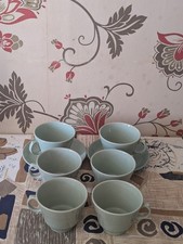 Vintage 1940's Woods Ware Beryl Green Cups And Saucers