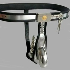 Male Stainless Steel Chastity Belt Adjustable Device Penis Cage Beads Plug