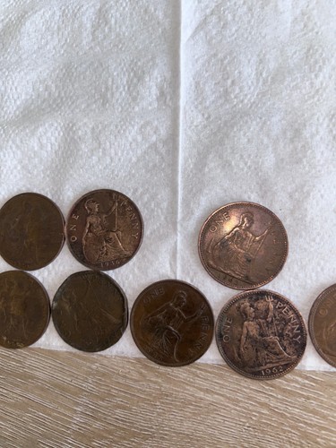 British one penny coins - x,