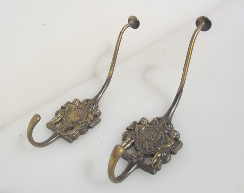 Large vintage brass hooks old - large,