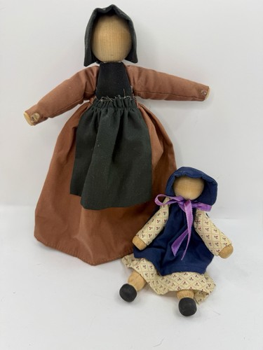 Hand made wooden amish dolls - wooden,