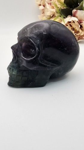 Dark rainbow fluorite skull - fluorite,